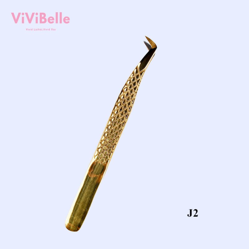 ViViBelle Stainless Steel Tweezers for Eyelash Extentions Fiber Tip Grip Pincet - J2